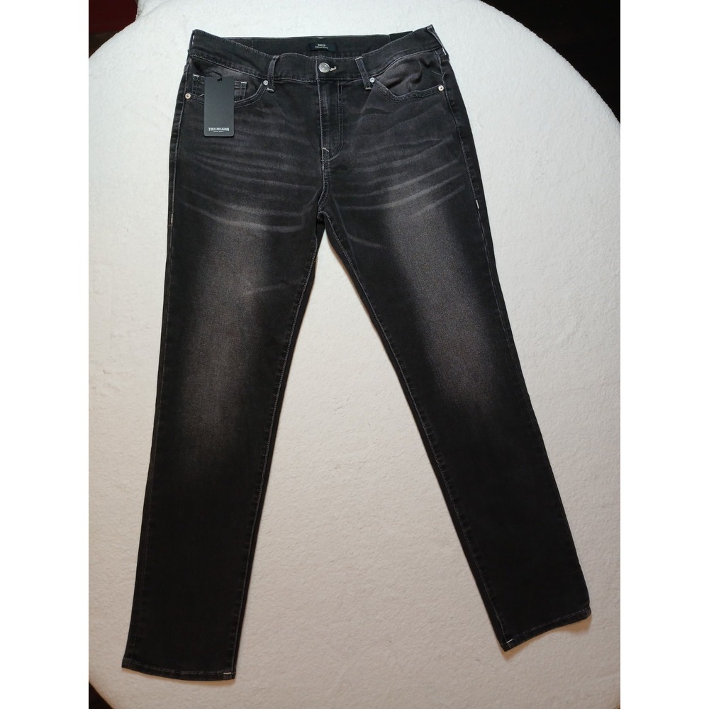 NWT True Religion Rocco Relaxed Skinny Jeans Men 34 Grey Gloomy Wash 701449